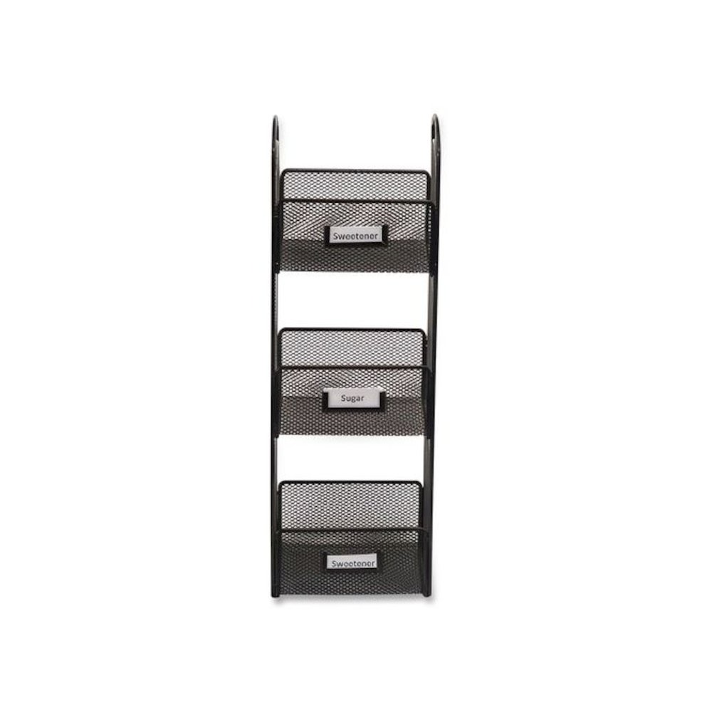 Onyx Breakroom Organizers, 3 Compartments, 6 x 6 x 18, Steel Mesh, Black. Picture 6