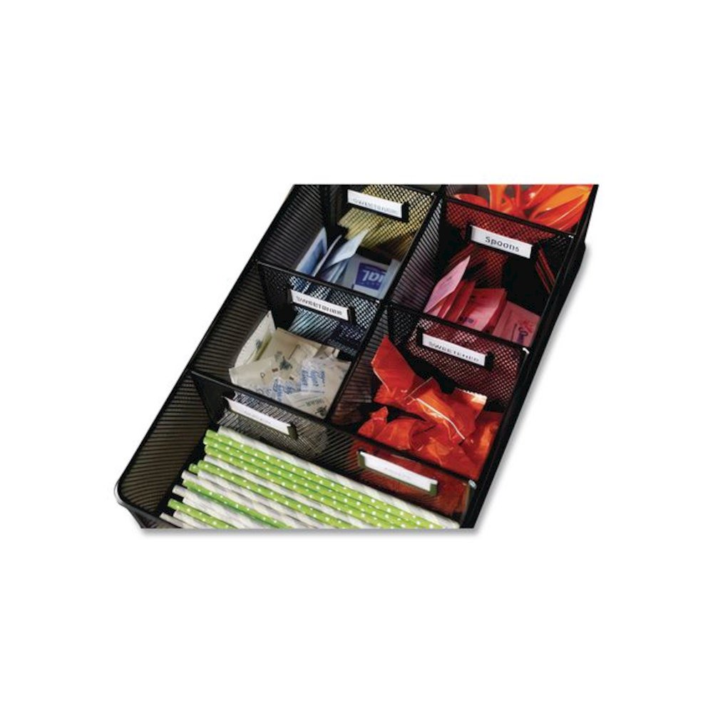 Onyx Breakroom Organizers, 7 Compartments, 16 x 8.5 x 5.25, Steel Mesh, Black. Picture 4