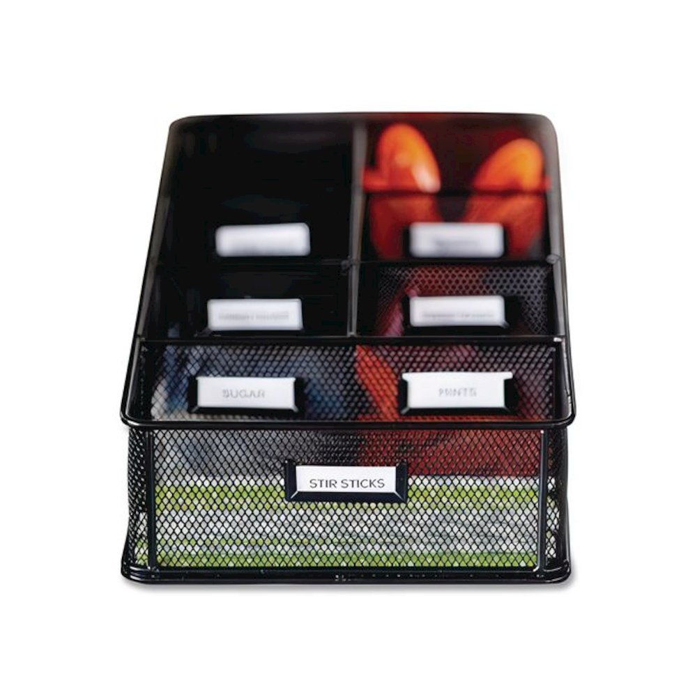 Onyx Breakroom Organizers, 7 Compartments, 16 x 8.5 x 5.25, Steel Mesh, Black. Picture 5