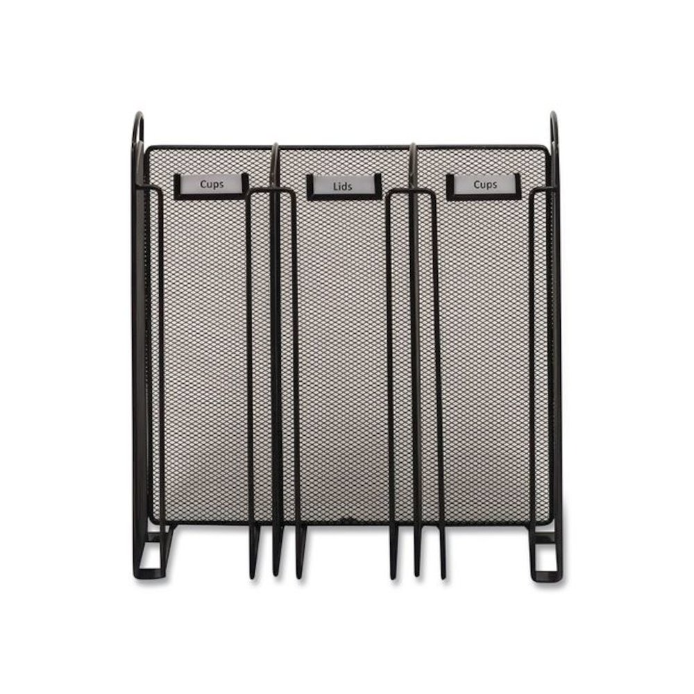 Onyx Breakroom Organizers, 3 Compartments, 12.75 x 4.5 x 13.25, Steel Mesh, Black. Picture 3