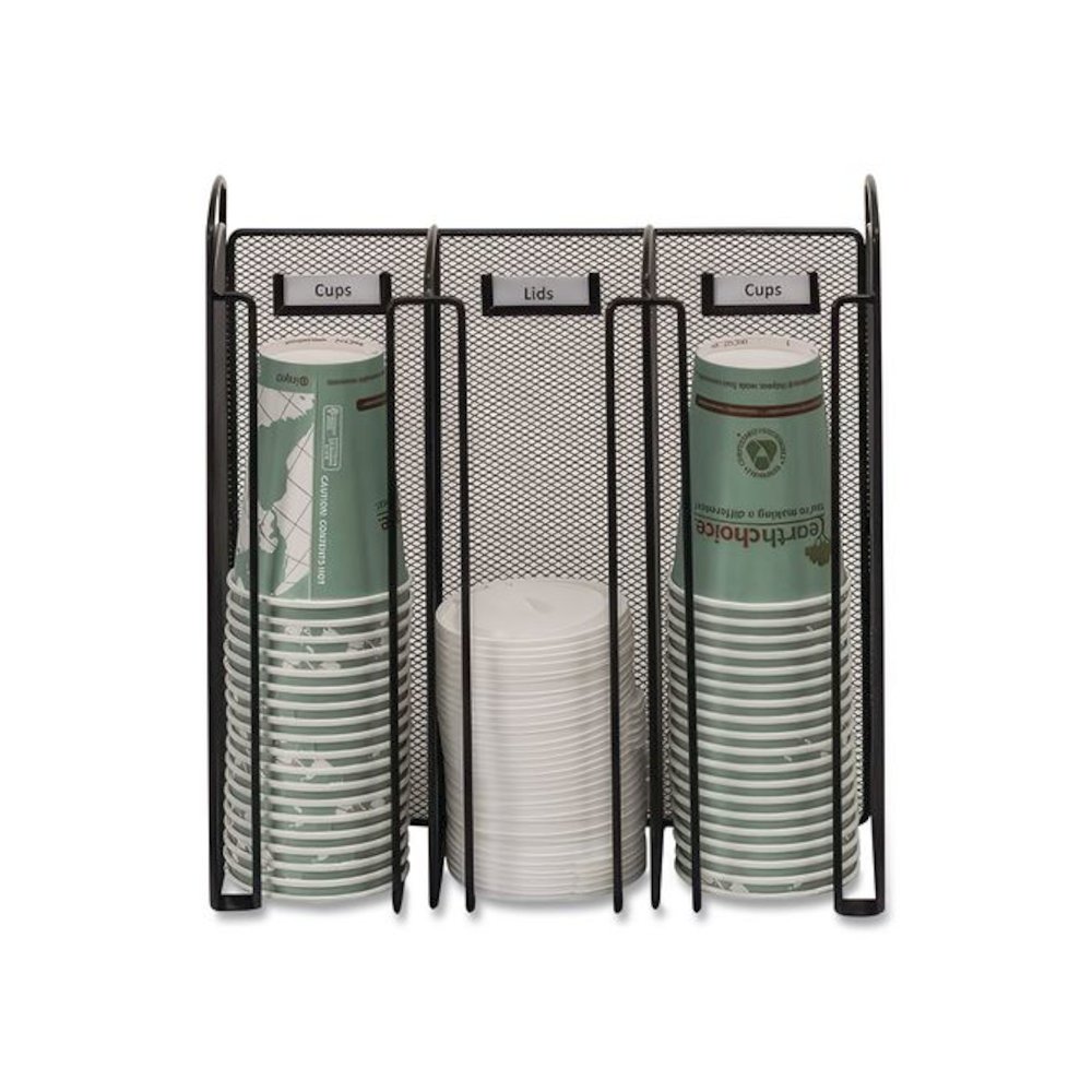Onyx Breakroom Organizers, 3 Compartments, 12.75 x 4.5 x 13.25, Steel Mesh, Black. Picture 4