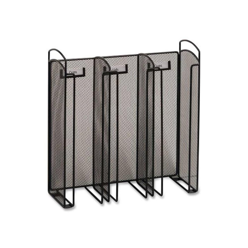Onyx Breakroom Organizers, 3 Compartments, 12.75 x 4.5 x 13.25, Steel Mesh, Black. Picture 5