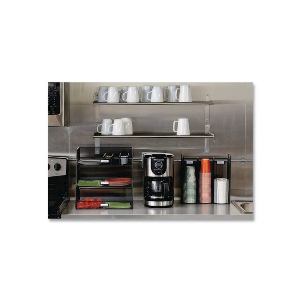 Onyx Breakroom Organizers, 3 Compartments,14.63 x 11.75 x 15, Steel Mesh, Black. Picture 5