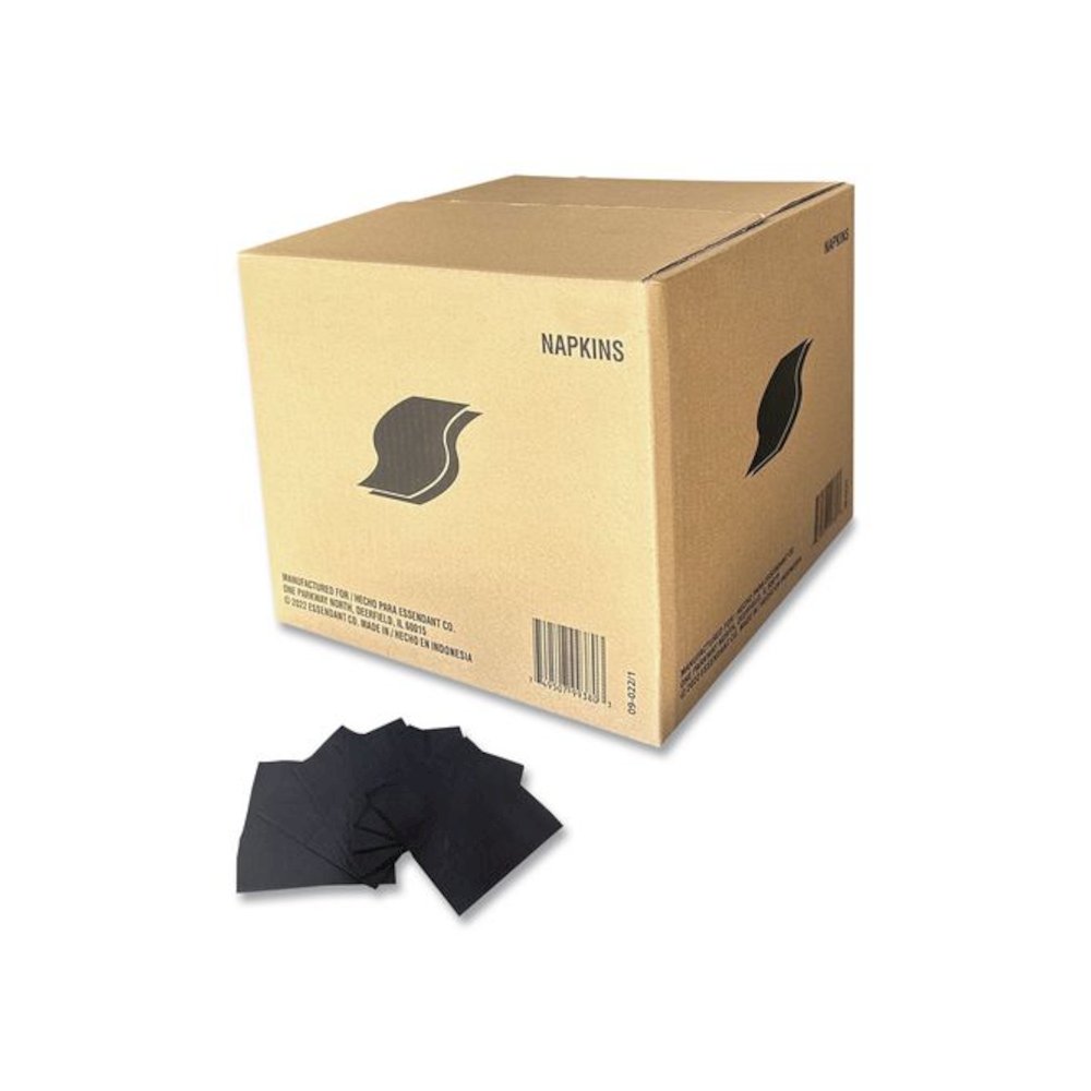 Cocktail Napkins, 1-Ply, 9 x 9, Black, 4,000/Carton. Picture 1