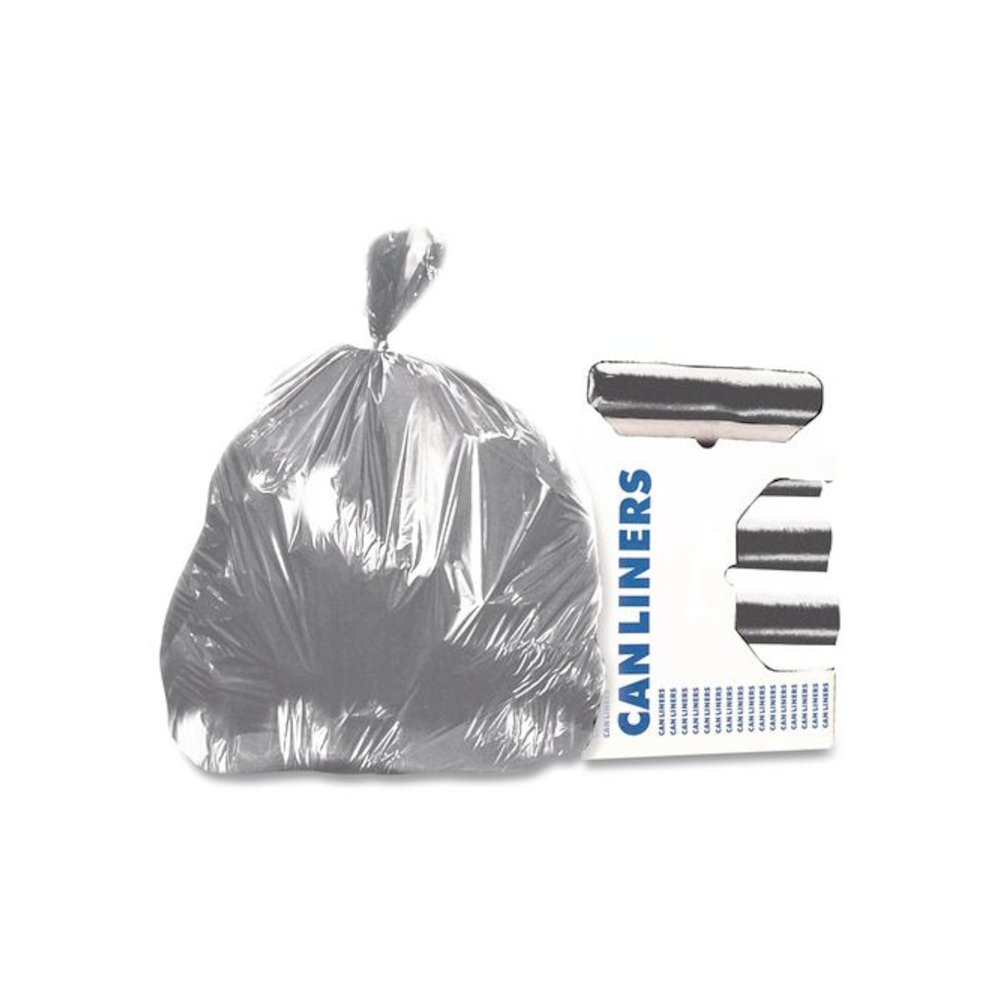 Linear Low-Density Can Liners, 55 gal, 1.7 mil, 39" x 56", Silver, Flat Pack, 50/Carton. Picture 1