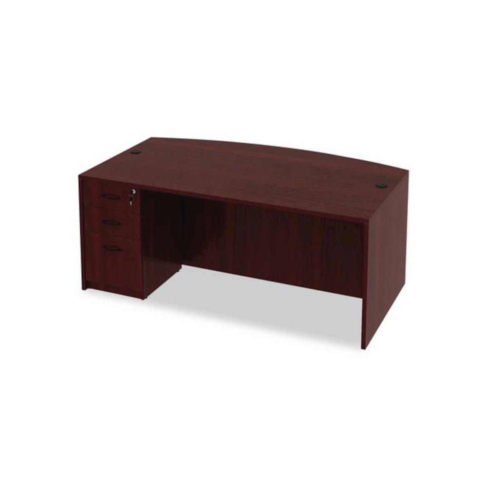 Alera Valencia Series Full Pedestal File, Left/Right, 3-Drawers: Box/Box/File, Legal/Letter, Mahogany, 15.63" x 20.5" x 28.5". Picture 9