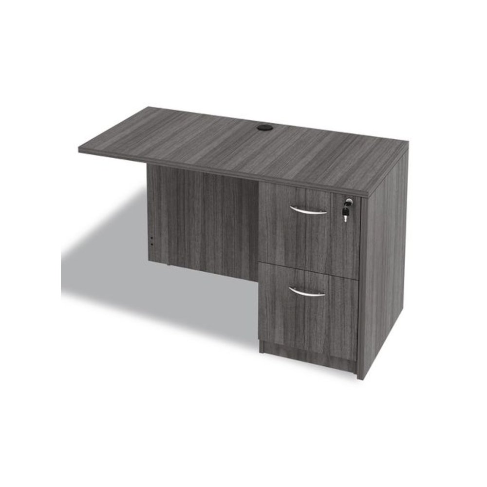 Alera Valencia Series Full Pedestal File, Left or Right, 2 Legal/Letter-Size File Drawers, Gray, 15.63" x 20.5" x 28.5". Picture 3