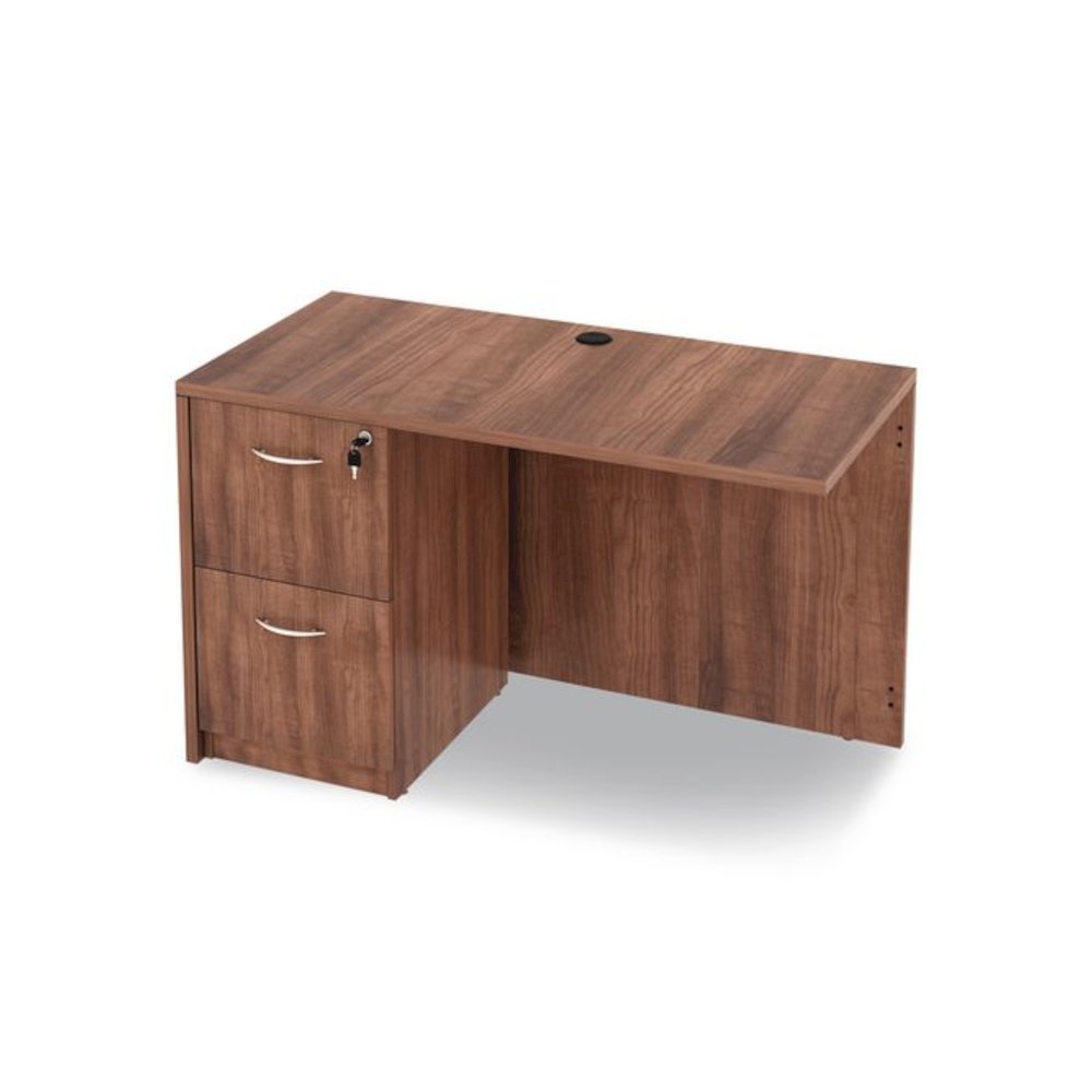 Alera Valencia Series Full Pedestal File, Left/Right, 2 Legal/Letter-Size File Drawers, Modern Walnut, 15.63" x 20.5" x 28.5". Picture 5