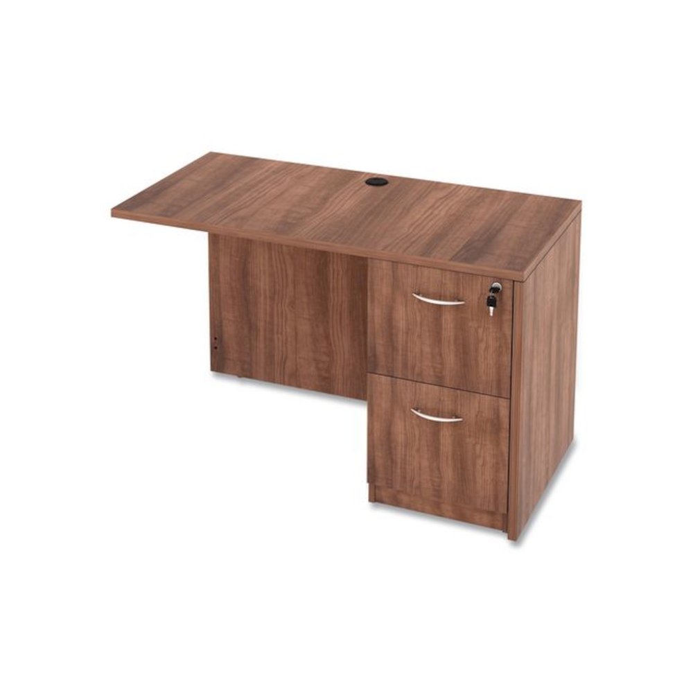 Alera Valencia Series Full Pedestal File, Left/Right, 2 Legal/Letter-Size File Drawers, Modern Walnut, 15.63" x 20.5" x 28.5". Picture 6