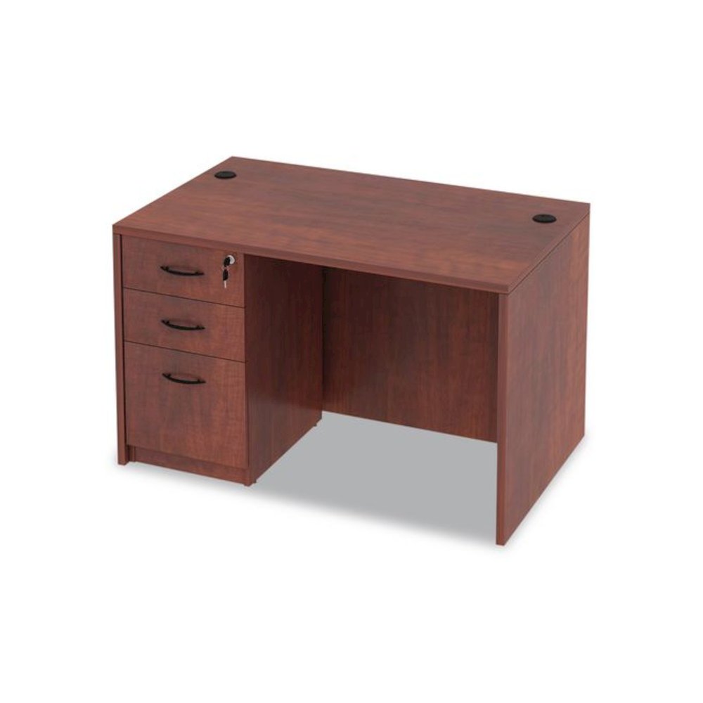 Alera Valencia Series Straight Front Desk Shell, 47.25" x 29.5" x 29.63", Medium Cherry. Picture 9
