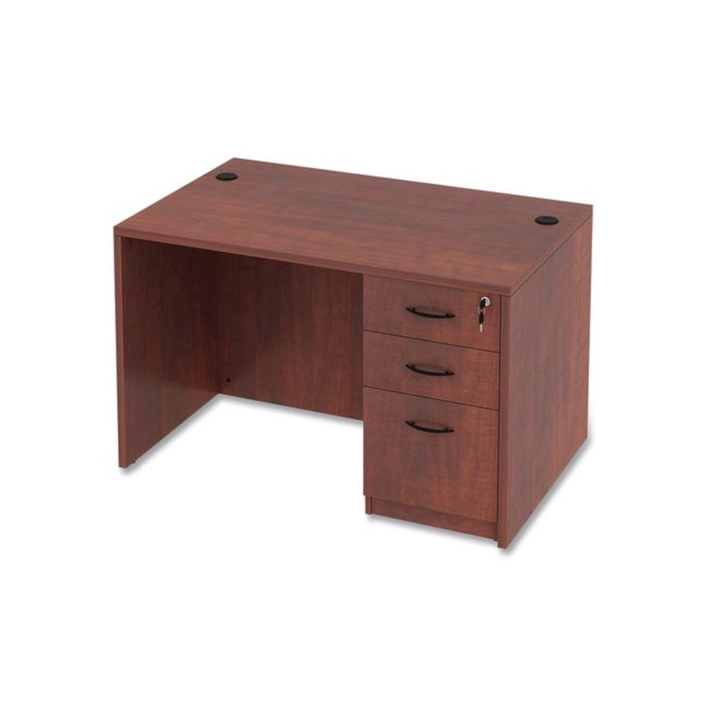 Alera Valencia Series Straight Front Desk Shell, 47.25" x 29.5" x 29.63", Medium Cherry. Picture 10