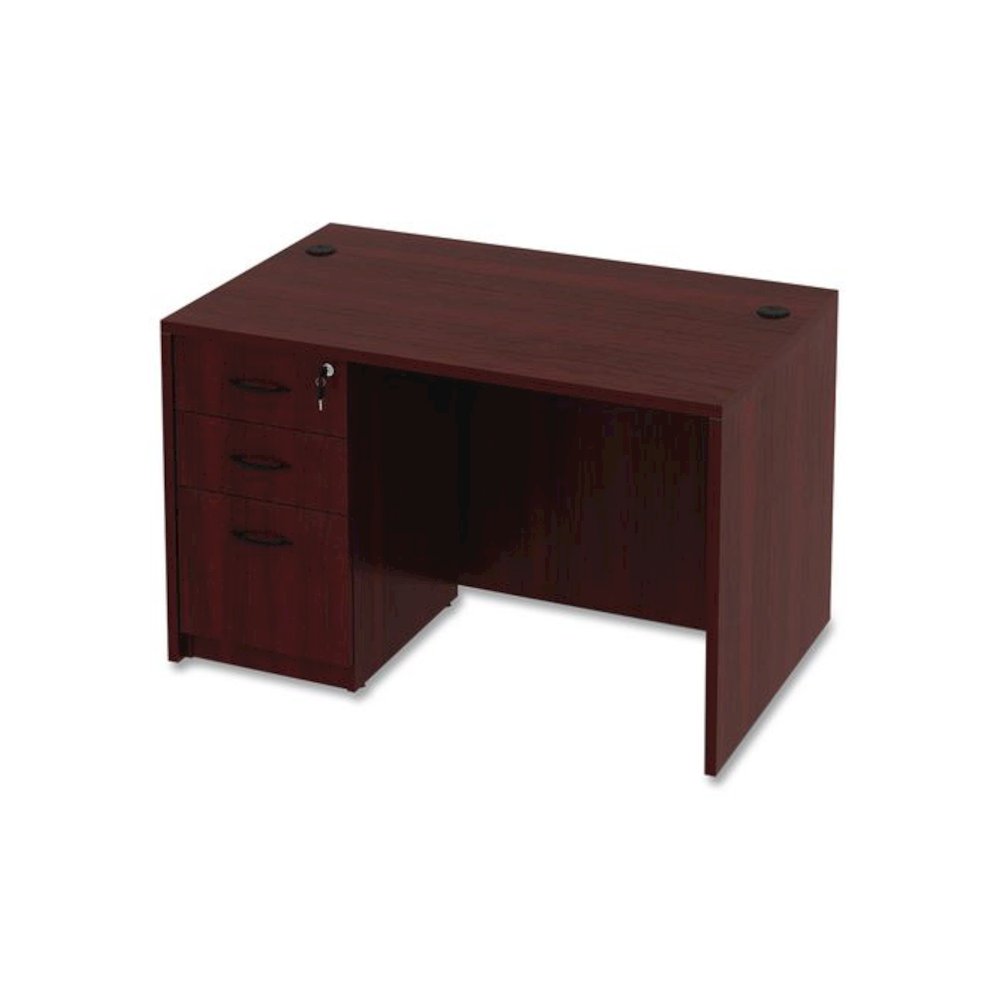 Alera Valencia Series Straight Front Desk Shell, 47.25" x 29.5" x 29.63", Mahogany. Picture 5