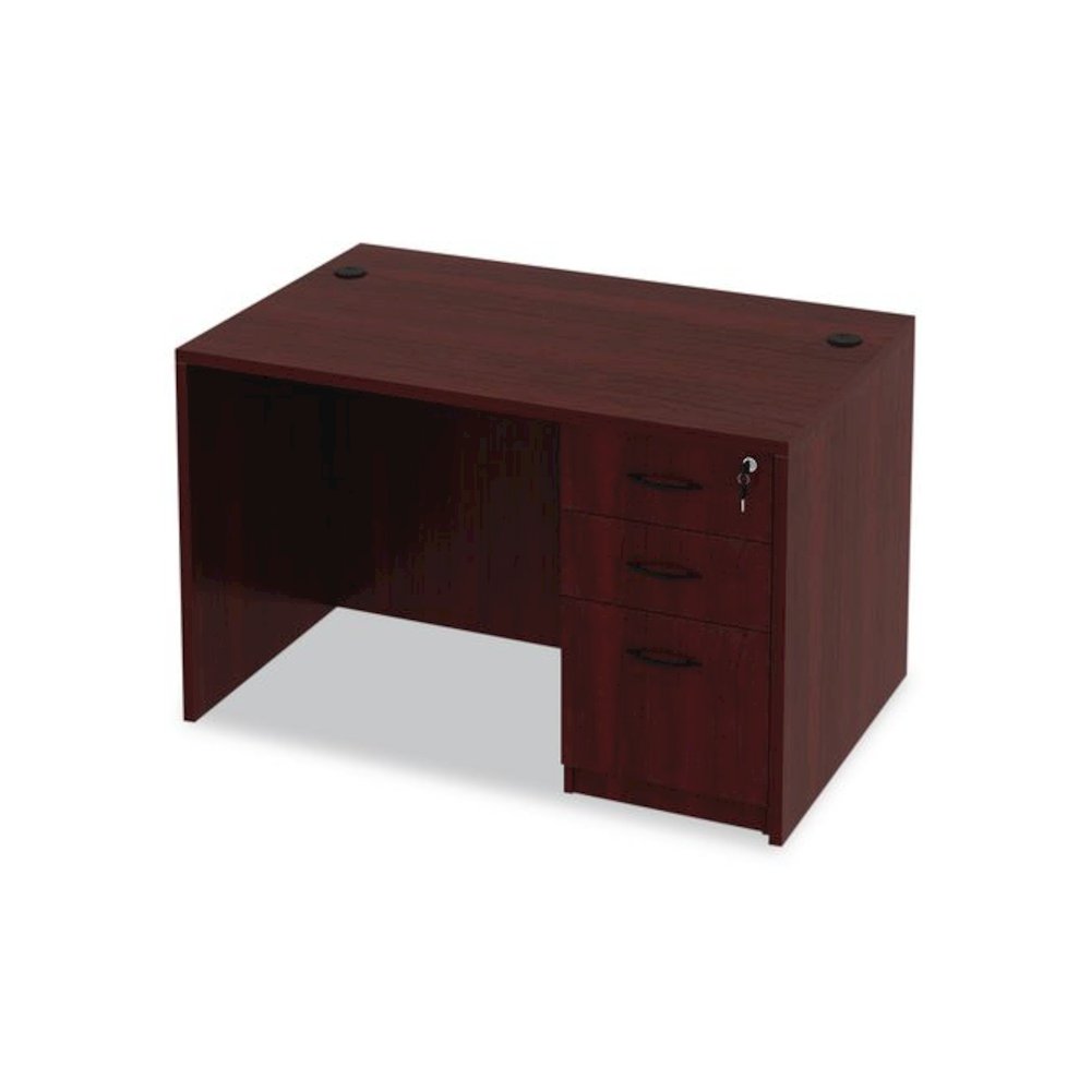 Alera Valencia Series Straight Front Desk Shell, 47.25" x 29.5" x 29.63", Mahogany. Picture 6