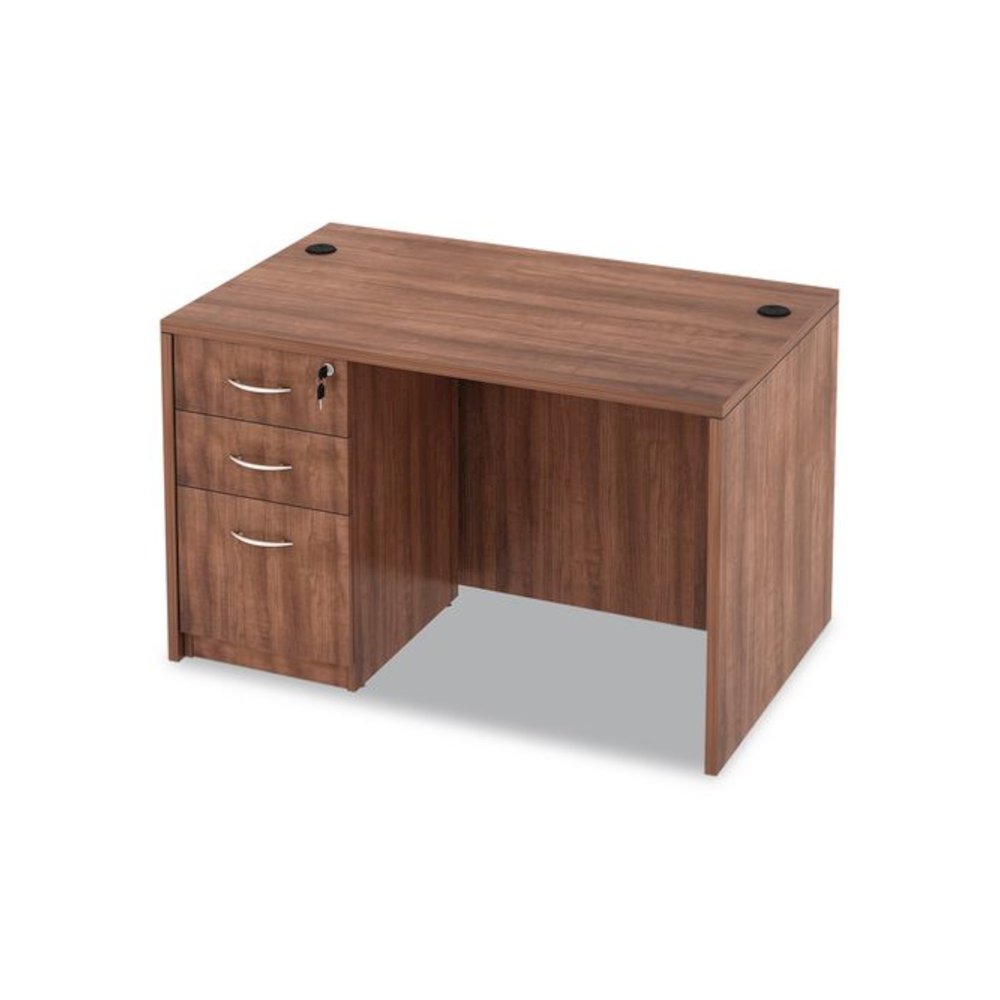 Alera Valencia Series Straight Front Desk Shell, 47.25" x 29.5" x 29.63", Modern Walnut. Picture 9