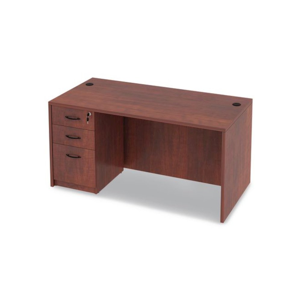 Alera Valencia Series Straight Front Desk Shell, 59.13" x 29.5" x 29.63", Medium Cherry. Picture 11