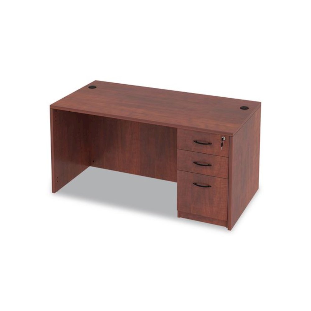 Alera Valencia Series Straight Front Desk Shell, 59.13" x 29.5" x 29.63", Medium Cherry. Picture 3