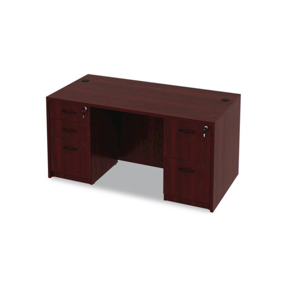 Alera Valencia Series Straight Front Desk Shell, 59.13" x 29.5" x 29.63", Mahogany. Picture 10