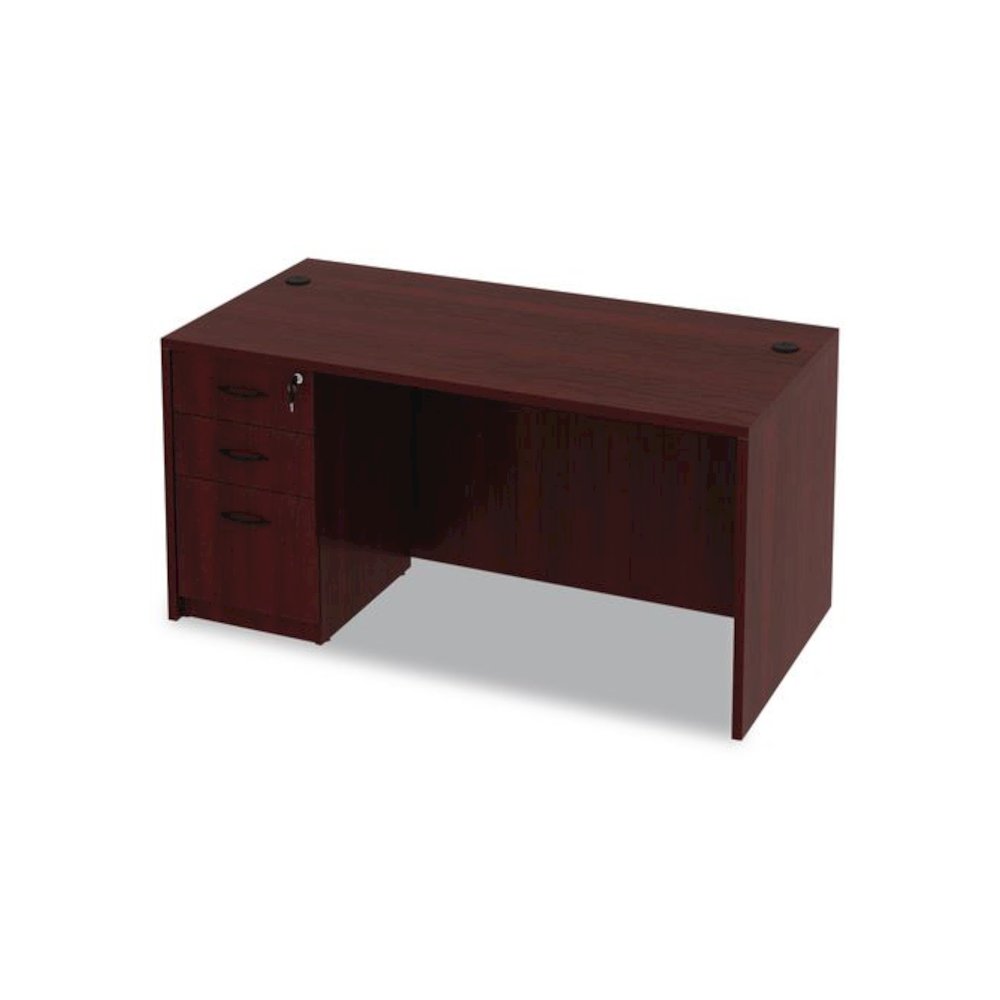 Alera Valencia Series Straight Front Desk Shell, 59.13" x 29.5" x 29.63", Mahogany. Picture 11