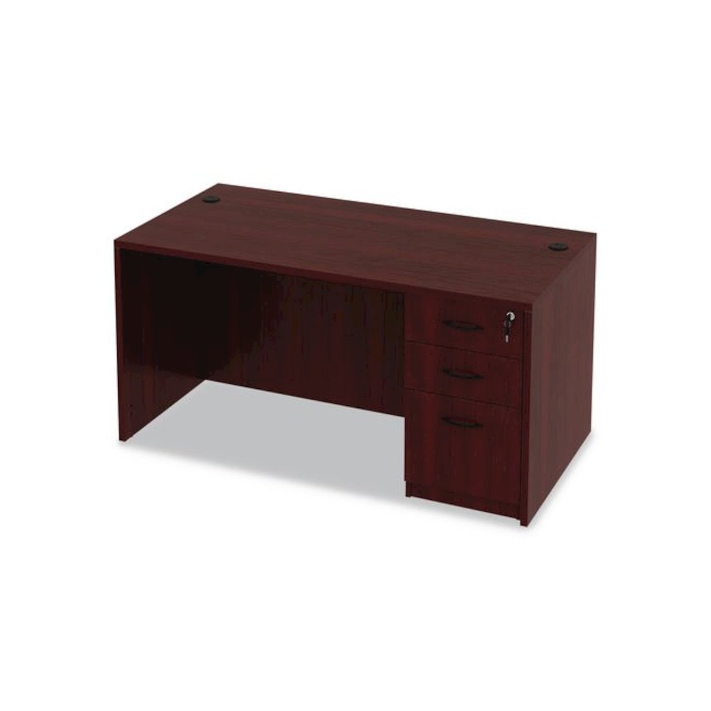 Alera Valencia Series Straight Front Desk Shell, 59.13" x 29.5" x 29.63", Mahogany. Picture 3