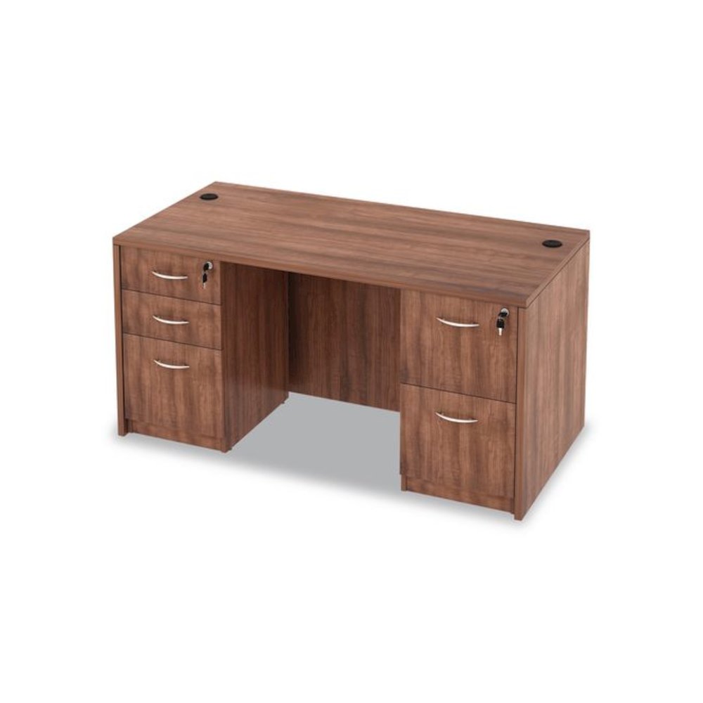 Alera Valencia Series Straight Front Desk Shell, 59.13" x 29.5" x 29.63", Modern Walnut. Picture 10
