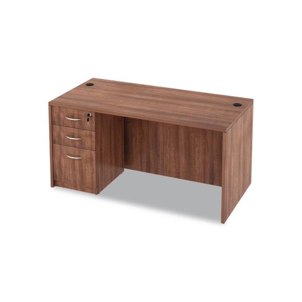 Alera Valencia Series Straight Front Desk Shell, 59.13" x 29.5" x 29.63", Modern Walnut. Picture 11