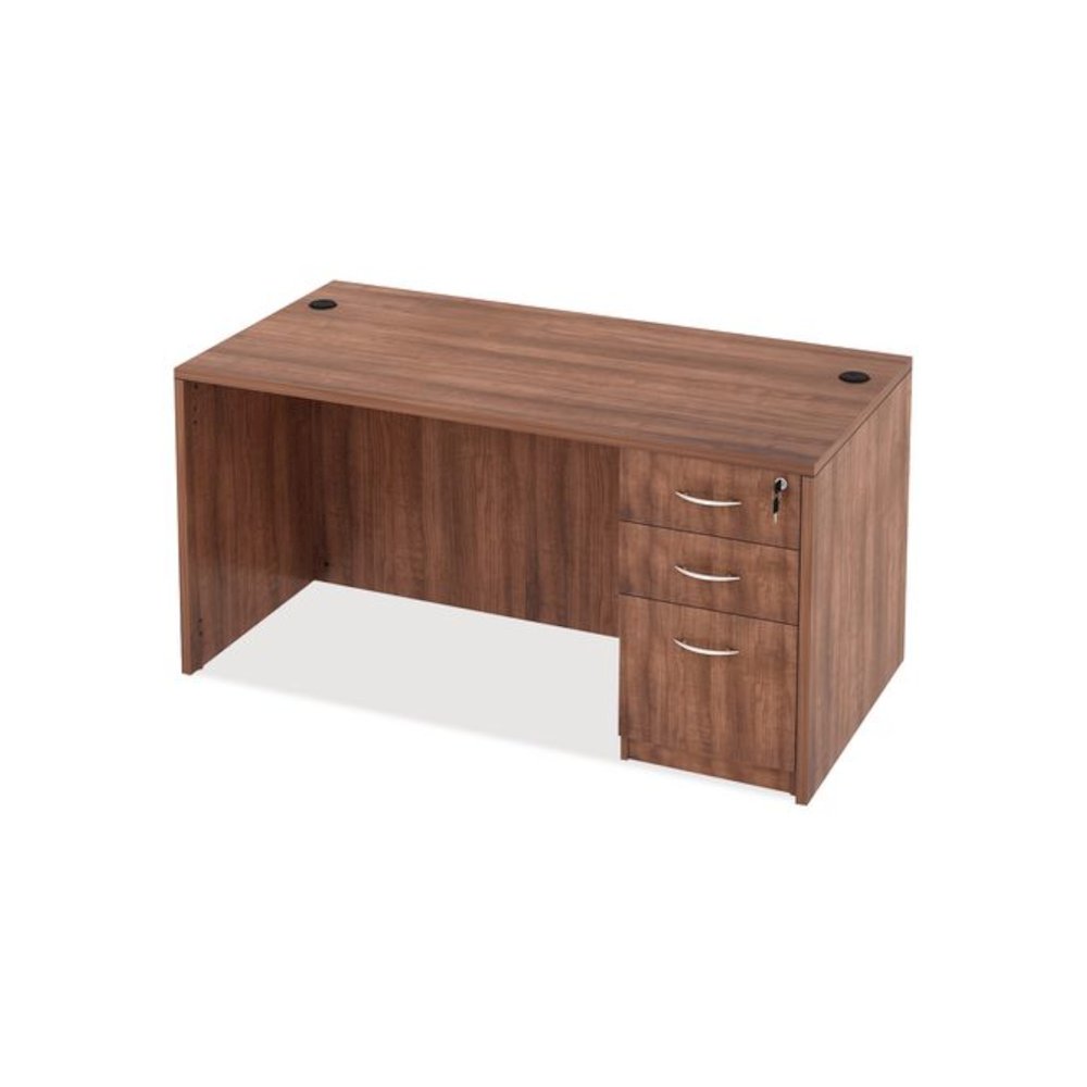 Alera Valencia Series Straight Front Desk Shell, 59.13" x 29.5" x 29.63", Modern Walnut. Picture 3