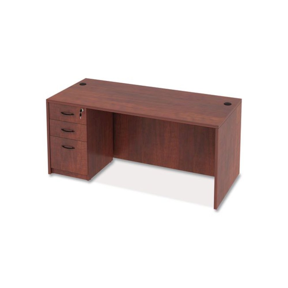 Alera Valencia Series Straight Front Desk Shell, 65" x 29.5" x 29.63", Medium Cherry. Picture 11