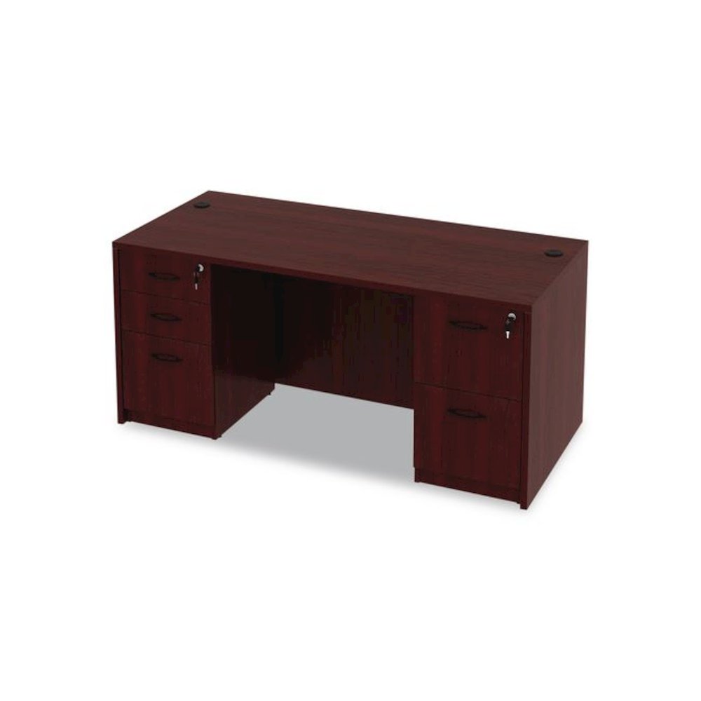 Alera Valencia Series Straight Front Desk Shell, 65" x 29.5" x 29.63", Mahogany. Picture 10
