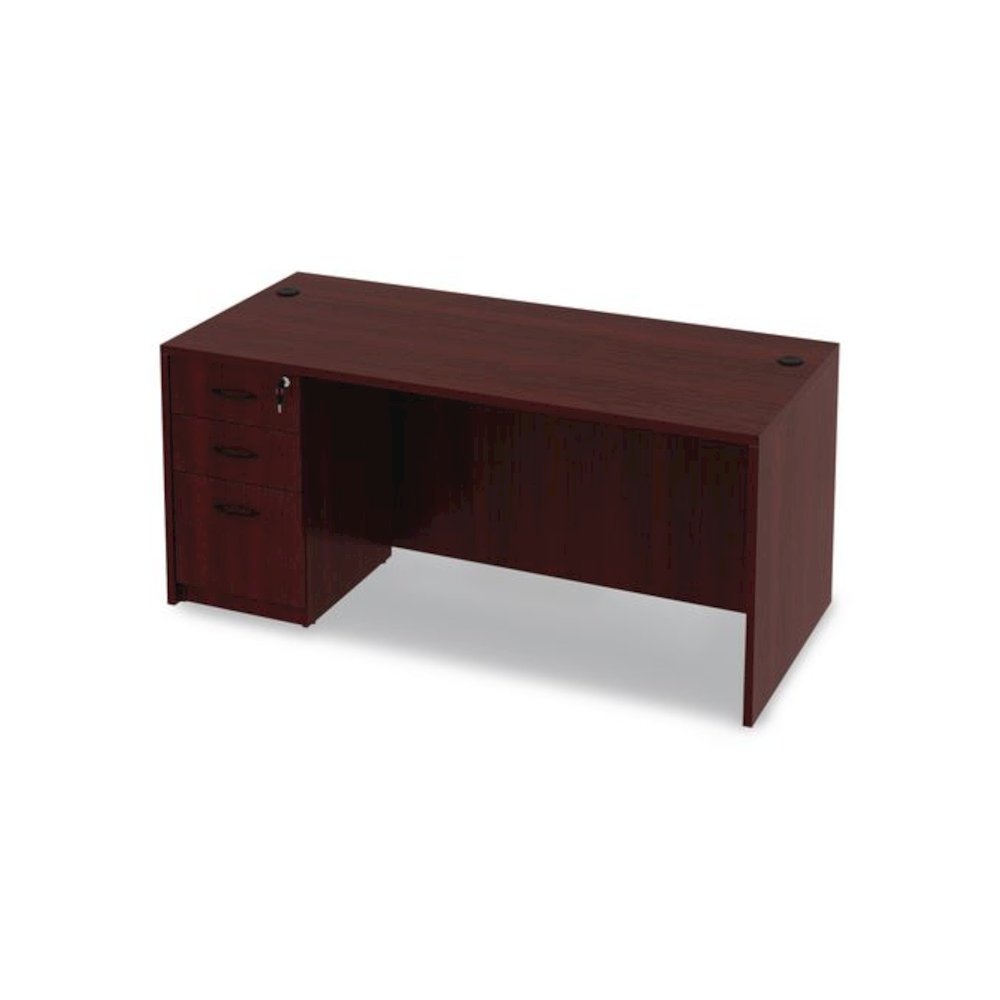 Alera Valencia Series Straight Front Desk Shell, 65" x 29.5" x 29.63", Mahogany. Picture 11