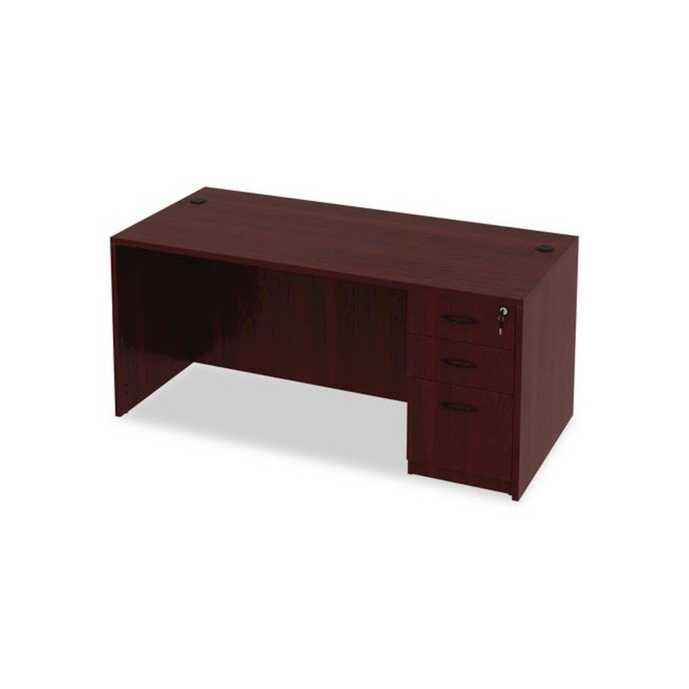 Alera Valencia Series Straight Front Desk Shell, 65" x 29.5" x 29.63", Mahogany. Picture 3