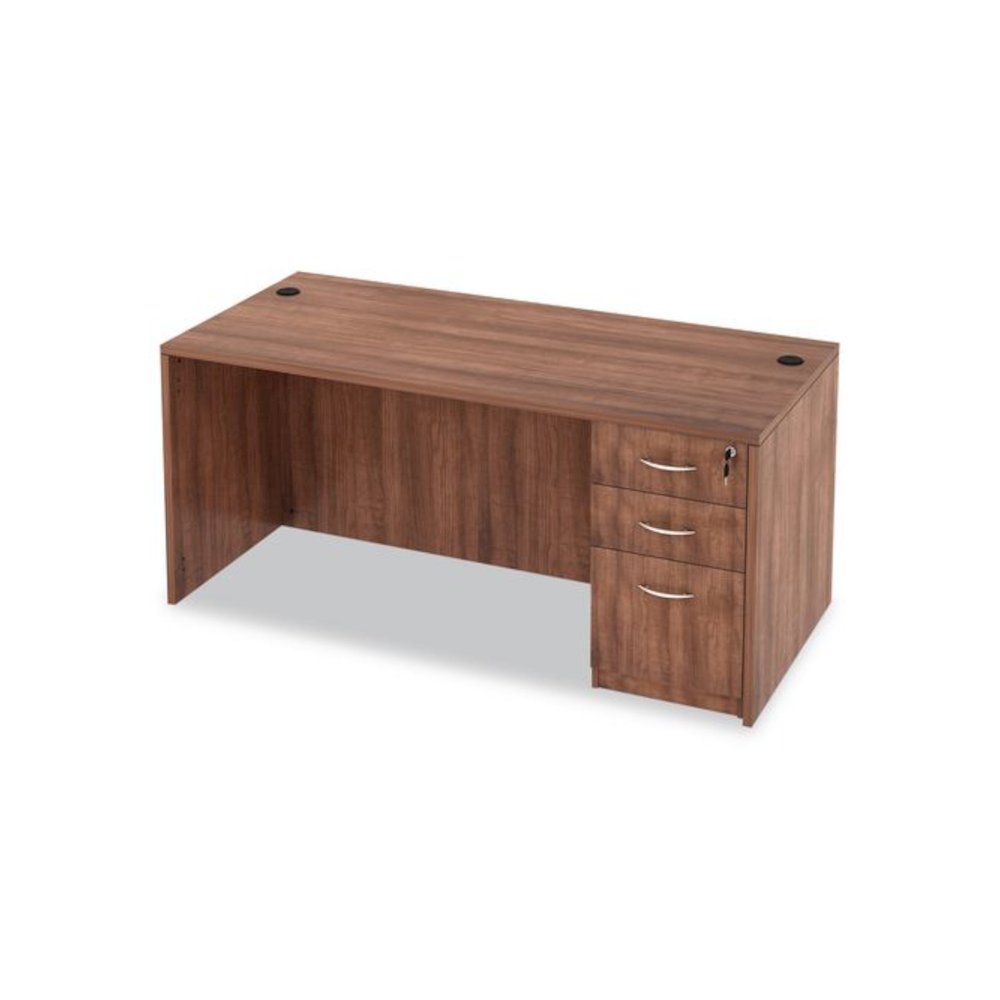 Alera Valencia Series Straight Front Desk Shell, 65" x 29.5" x 29.63", Modern Walnut. Picture 3