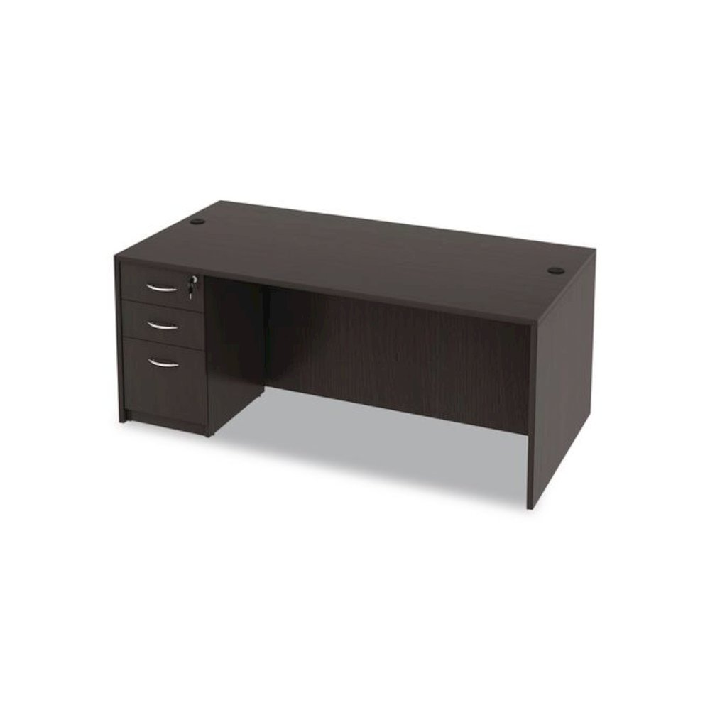 Alera Valencia Series Straight Front Desk Shell, 71" x 35.5" x 29.63", Espresso. Picture 11