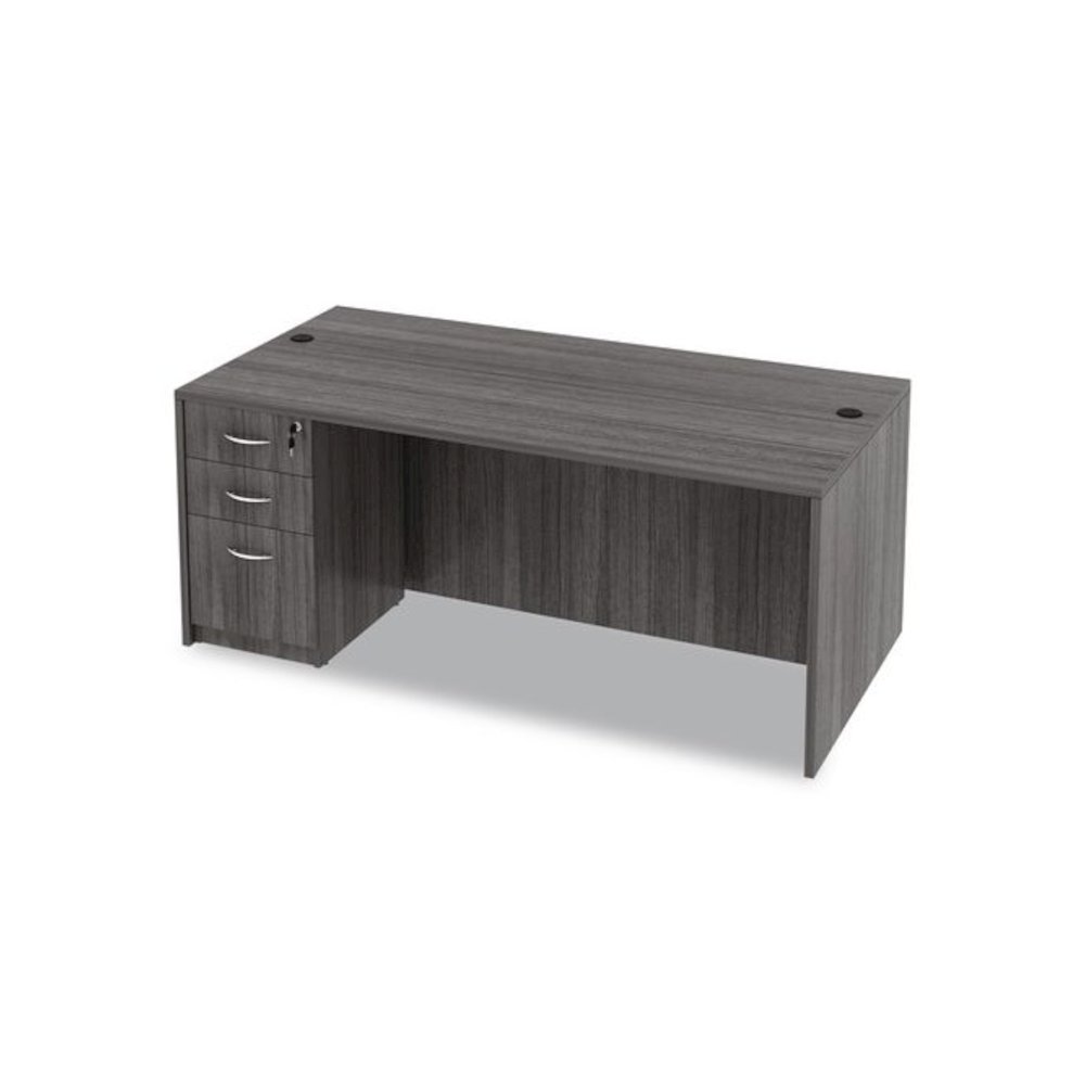 Alera Valencia Series Straight Front Desk Shell, 71" x 35.5" x 29.63", Gray. Picture 11