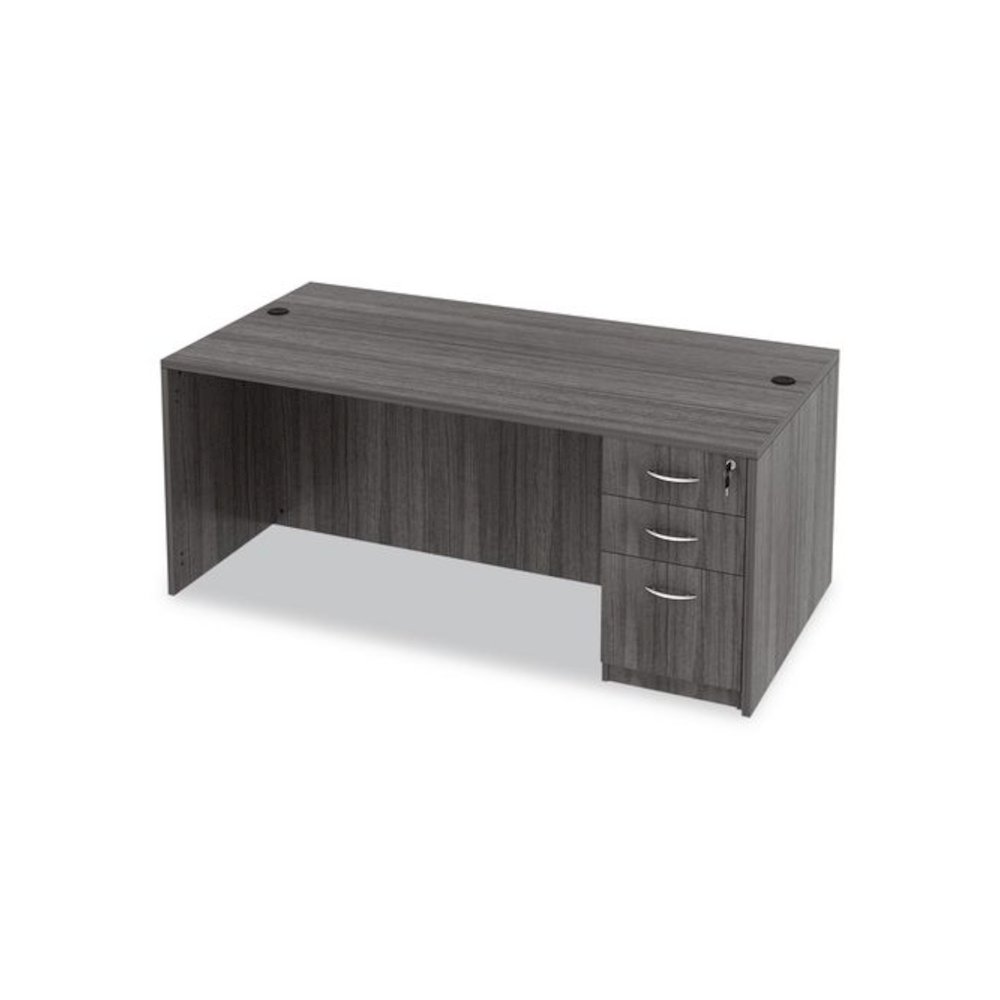 Alera Valencia Series Straight Front Desk Shell, 71" x 35.5" x 29.63", Gray. Picture 3