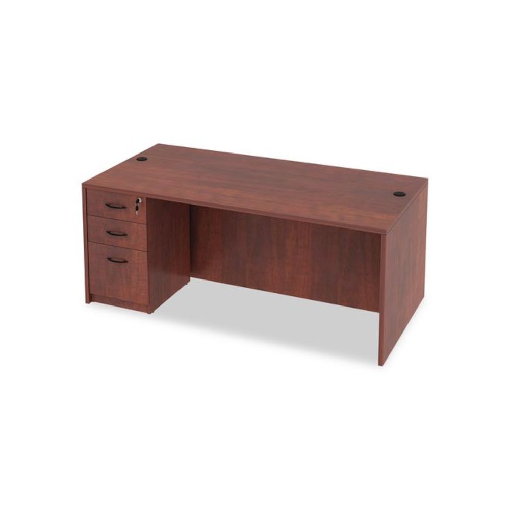 Alera Valencia Series Straight Front Desk Shell, 71" x 35.5" x 29.63", Medium Cherry. Picture 10