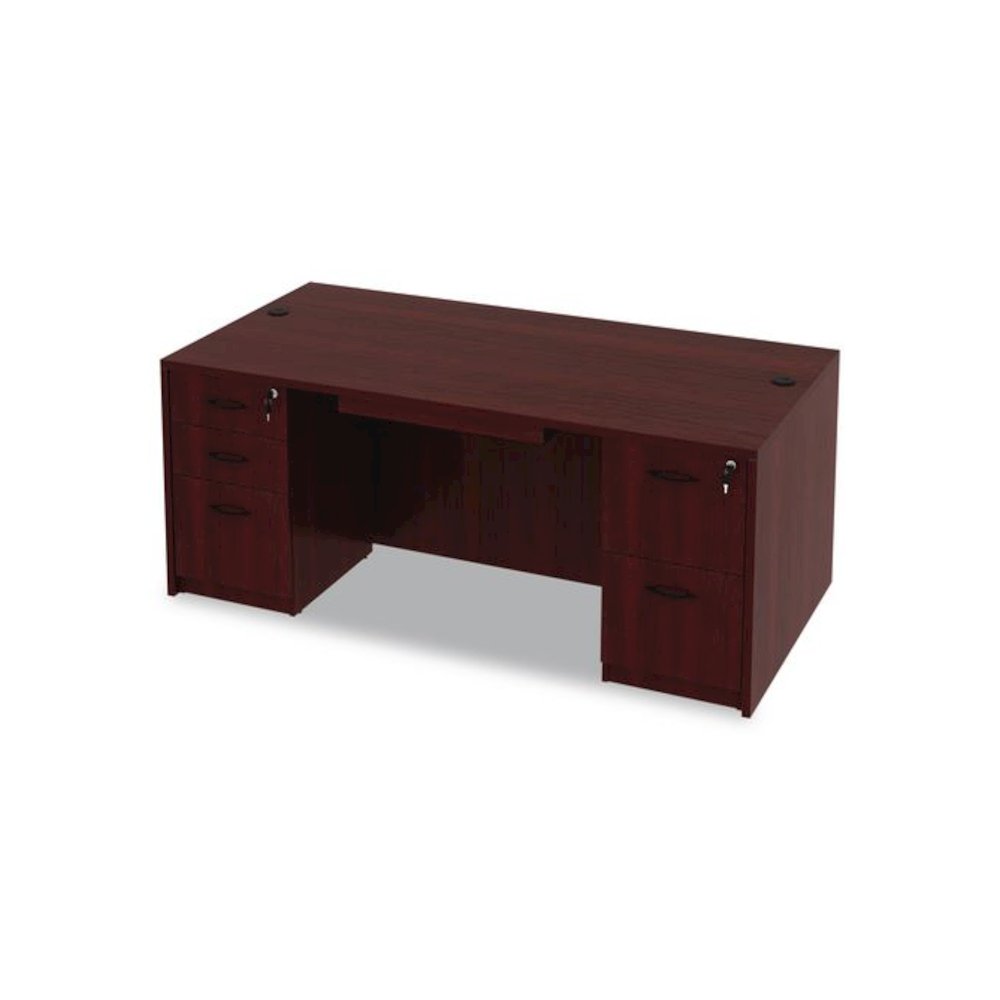 Alera Valencia Series Straight Front Desk Shell, 71" x 35.5" x 29.63", Mahogany. Picture 10