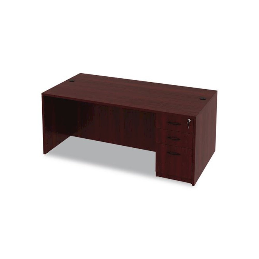 Alera Valencia Series Straight Front Desk Shell, 71" x 35.5" x 29.63", Mahogany. Picture 3