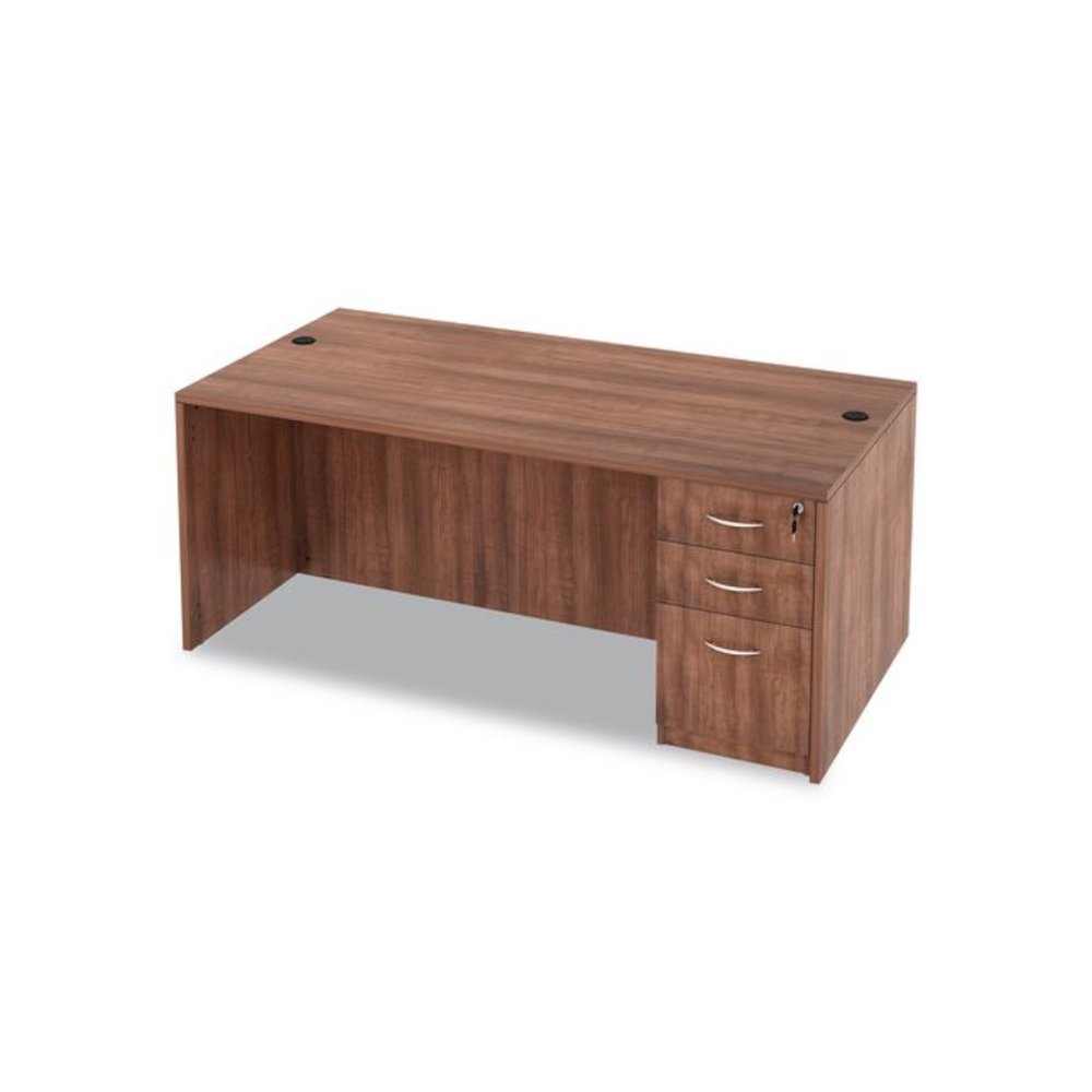 Alera Valencia Series Straight Front Desk Shell, 71" x 35.5" x 29.63", Modern Walnut. Picture 3