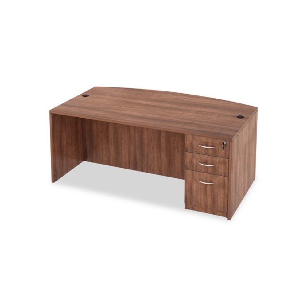 Alera Valencia Series Bow Front Desk Shell, 71" x 41.38" x 29.63", Modern Walnut. Picture 8