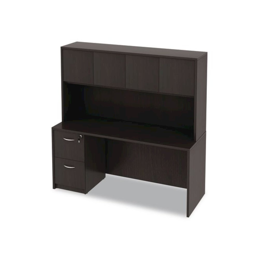 Alera Valencia Series Hutch with Doors, 4 Compartments, 64.75w x 15d x 35.38h, Espresso. Picture 11