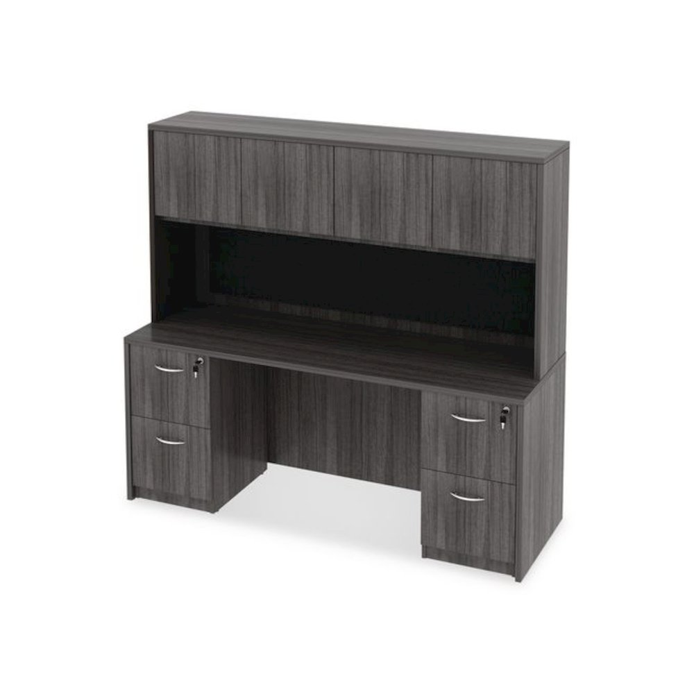 Alera Valencia Series Hutch with Doors, 4 Compartments, 70.63w x 15d x 35.38h, Gray. Picture 10