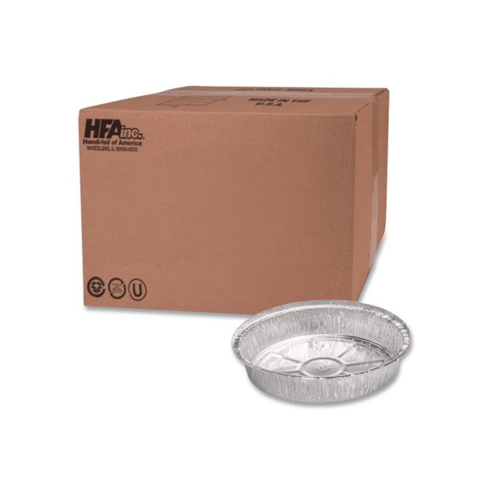 Round Aluminum Container, 24 oz., 7" Diameter, Silver, 500/Carton. Picture 1