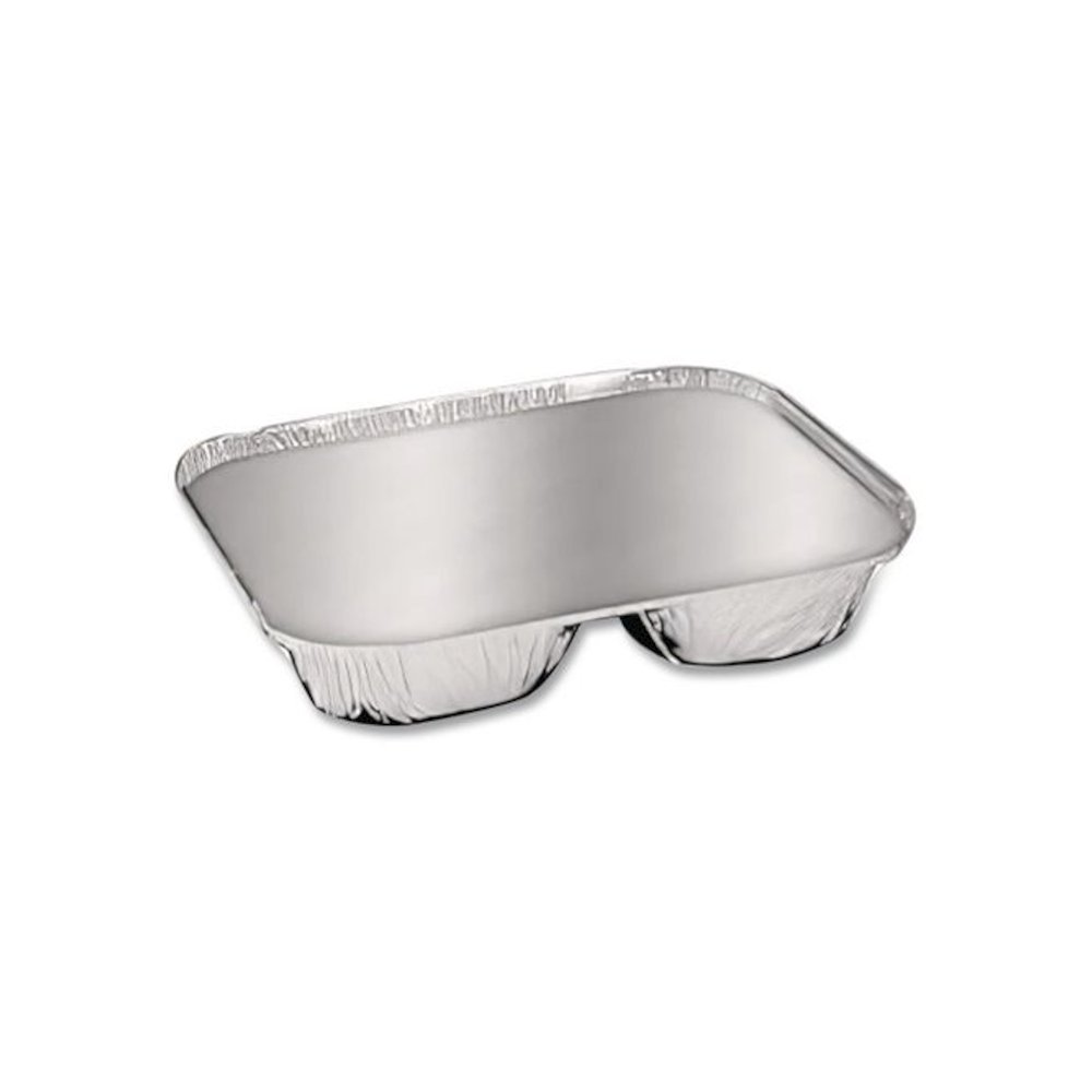 Aluminum Oblong Container with Lid, 3 Compartments, 24 oz, 8.5 x 6.38 x 1.47, Silver, 250/Carton. Picture 3