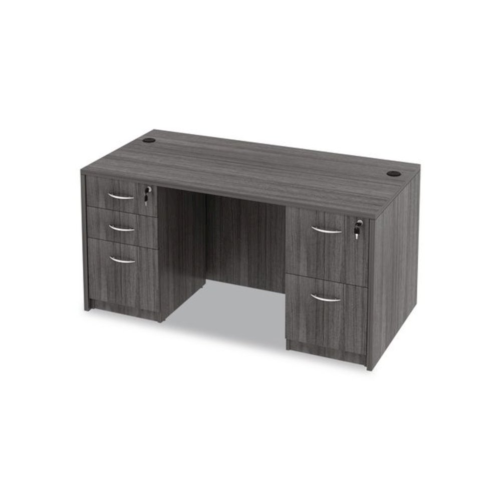 Alera Valencia Series Straight Front Desk Shell, 59.13" x 29.5" x 29.63", Gray. Picture 10