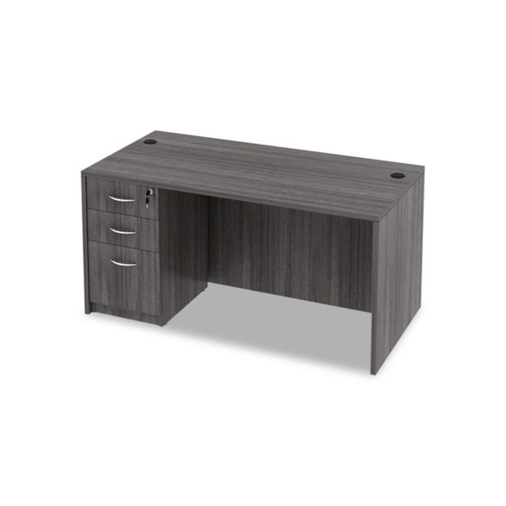 Alera Valencia Series Straight Front Desk Shell, 59.13" x 29.5" x 29.63", Gray. Picture 11