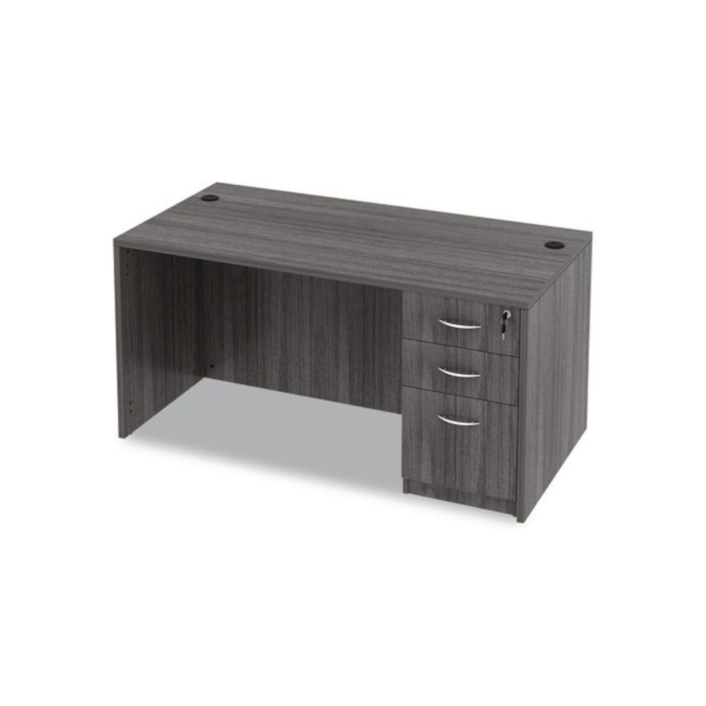 Alera Valencia Series Straight Front Desk Shell, 59.13" x 29.5" x 29.63", Gray. Picture 3