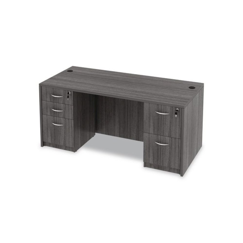 Alera Valencia Series Straight Front Desk Shell, 65" x 29.5" x 29.63", Gray. Picture 9