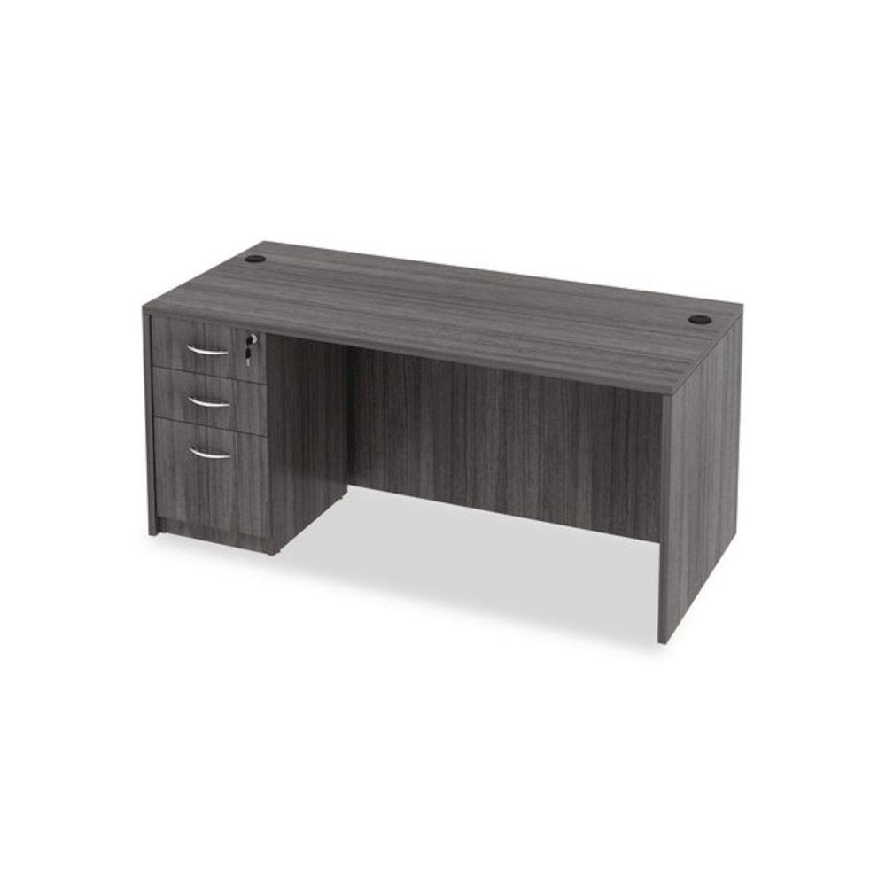 Alera Valencia Series Straight Front Desk Shell, 65" x 29.5" x 29.63", Gray. Picture 10