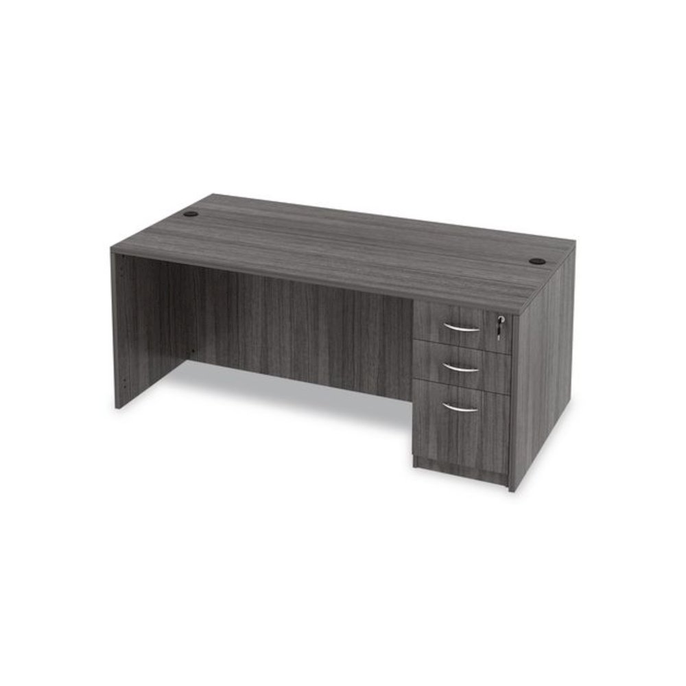 Alera Valencia Series Full Pedestal File, Left/Right, 3-Drawers: Box/Box/File, Legal/Letter, Gray, 15.63" x 20.5" x 28.5". Picture 3