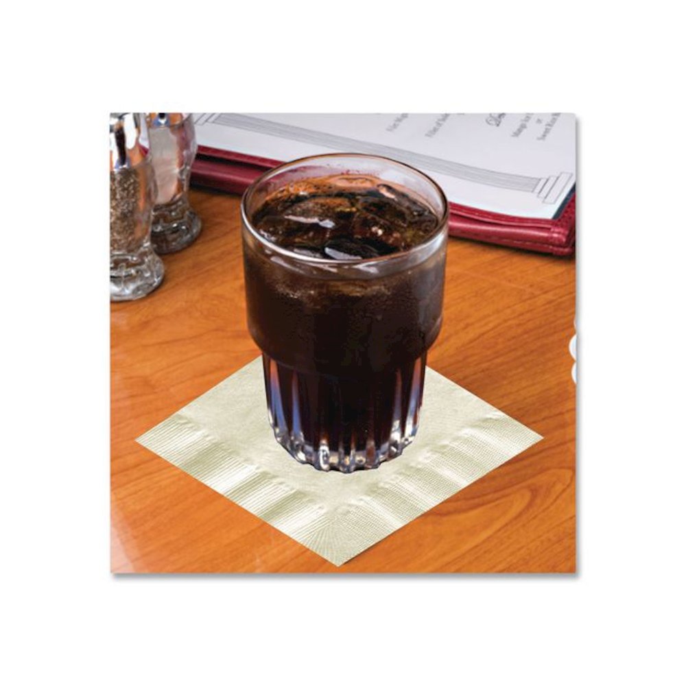 Embossed Beverage Napkins, 2-Ply, 9.5 x 9.5, Ecru, 1,000/Carton. Picture 2